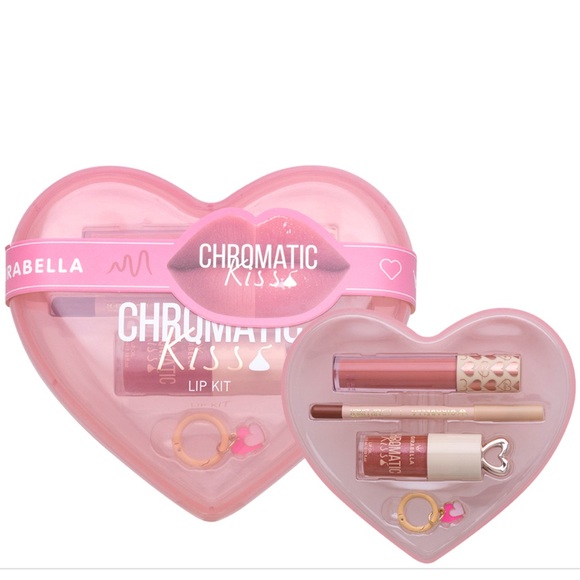 Girabella Other - Girabella Chromatic Kisses Brown Glitter Oil Lip Liner Gloss Kit Heart Bag Charm